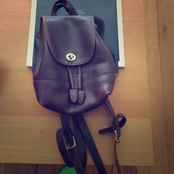 Small brown Coach back pack purse