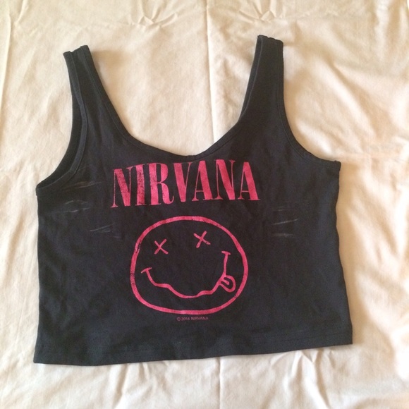 BLACK NIRVANA H&M TANK CROP TOP
