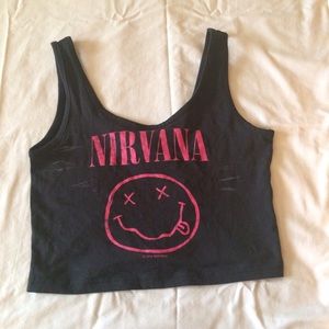 BLACK NIRVANA H&M TANK CROP TOP
