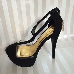 Very sexy platform pumps with clear toe caps