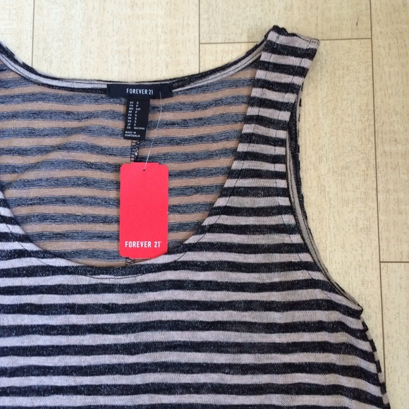 NWT black and beige stripe dress - Picture 2 of 4