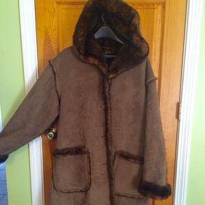 Ultra suede faux mink reversible 3/4 length jacket