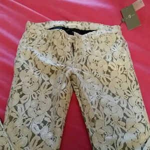 7 For All Mankind lace skinny jeans pants size 29