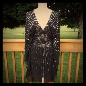 BCBG MaxAzria Sequine Butterfly Silk Dress