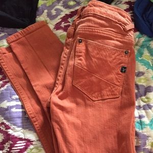 Burnt orange skinny jeans, perfect for fall