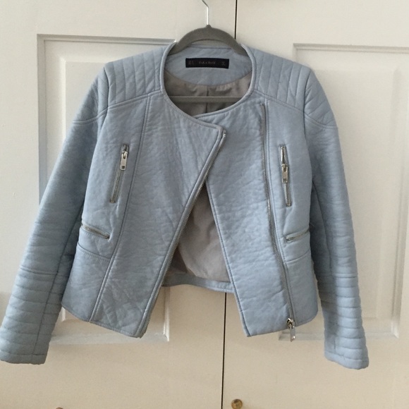 Zara Blue Faux Leather Jacket