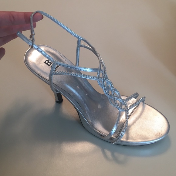 Silver heels with clear stones! - Picture 2 of 4