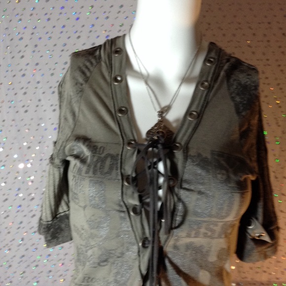 Grey salvage lace up dress