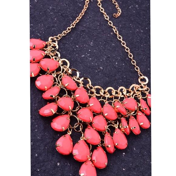 Coral Beaded Statement Necklace