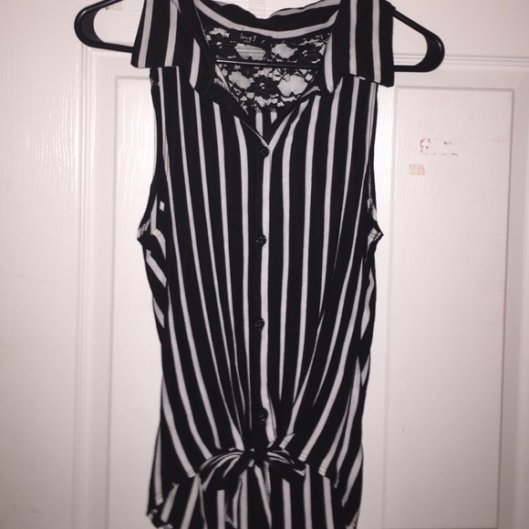 Stripped button down tank top