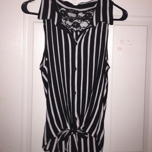 Stripped button down tank top