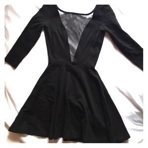 American Apparel black Ponte Gloria-V Skater Dress