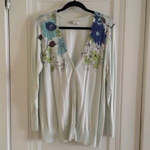 Old Navy Blue Floral Cardigan XXL