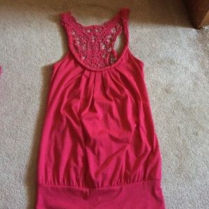 Pink tank with lace on back