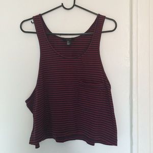Forever 21 - Navy and Burgundy striped cropped top