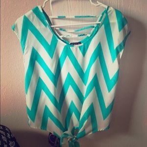 Teal and white chevron shirt