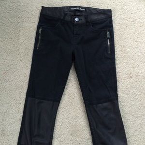 Black Express jeggings with leather detail