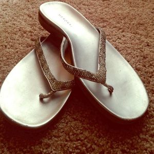 Sliver beaded sandals