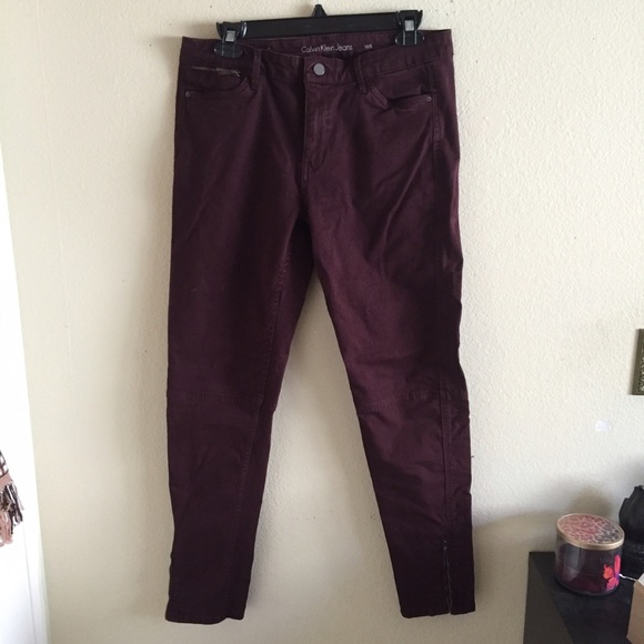 Calvin Klein Maroon Zipper Jeans