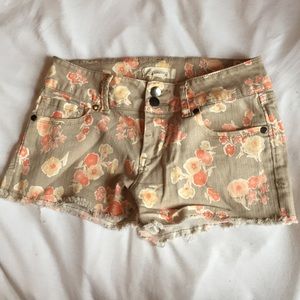 Tan and light pink jean shorts