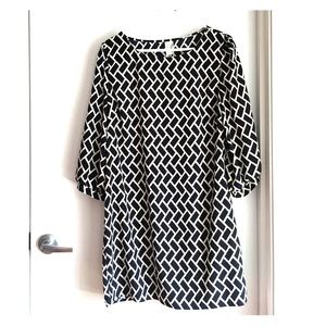 Navy Blue and Cream Shift Dress