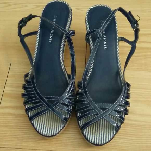 Etienne Aigner Navy Blue Wedges - Picture 2 of 4