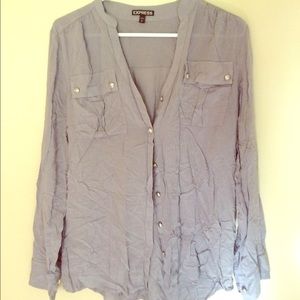Express Grey Button Down