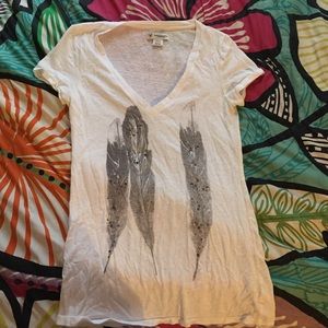 Feather T-shirt with beads