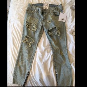 One Teaspoon Freebird Destroyed Denim Jeans