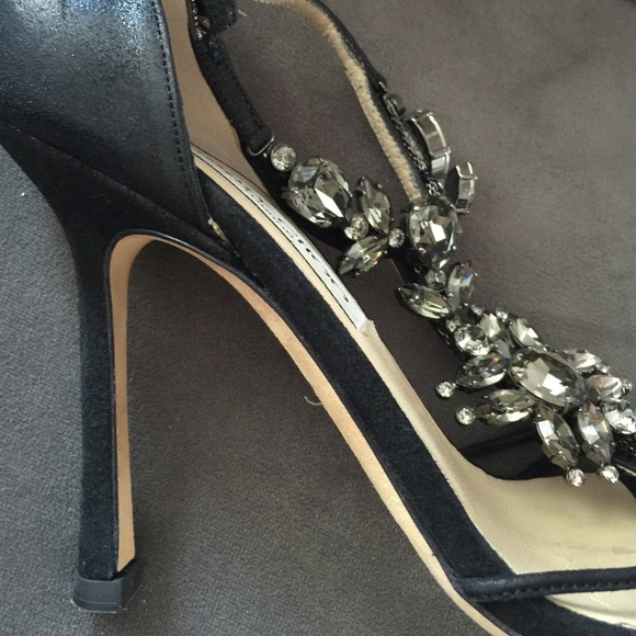 JIMMY CHOO Verity 100 crystal-embellished leather sandals  JIMMY CHOO Black Jeweled Sandals $1175 retail sz36