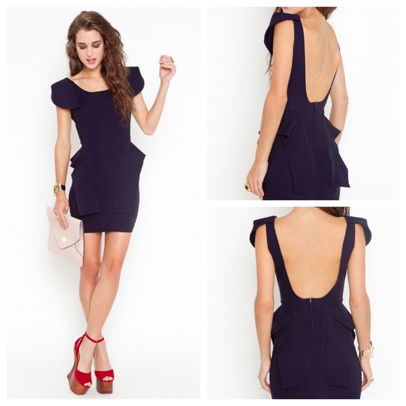 SOLD: Nasty Gal | Navy Peplum Dress - Picture 2 of 4