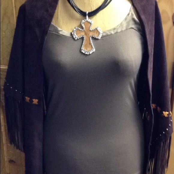 Patricia Wolf leather shaw