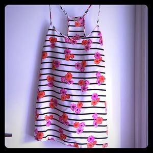J. Crew Spaghetti Strap Top. Floral and Striped.