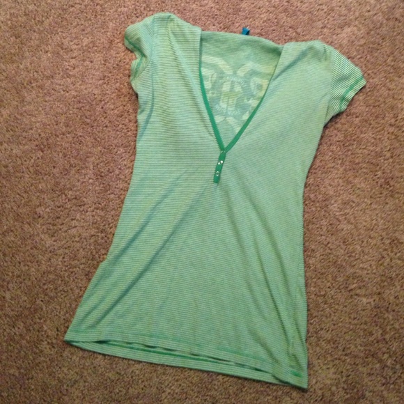 Green & White VS pink top