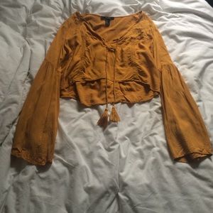 Mustard Cropped  Hippie Shirt