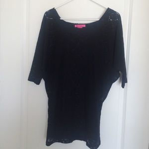 3/4 sleeve black lace tunic