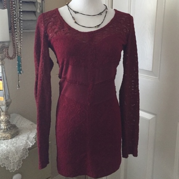 Free People Tops - Free People Burgundy Lace Top M