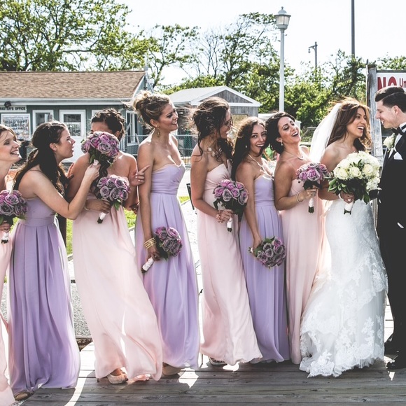 Lavender strapless Bridesmaid dress
