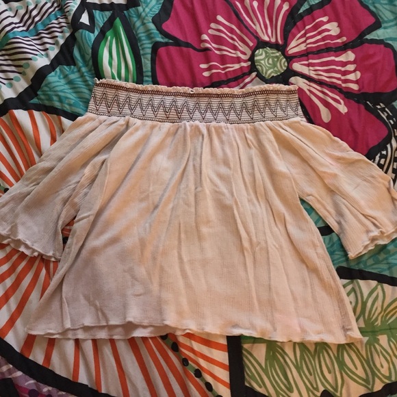 strapless cream top with design