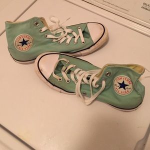 Turquoise high top converse