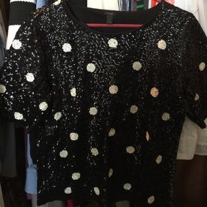Jcrew black and white polka dot top