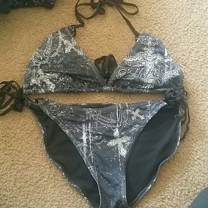 Rebel saints by affliction bikini worn once large