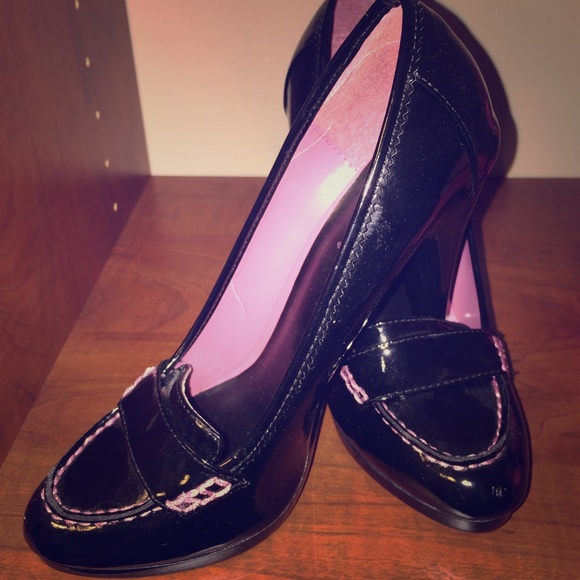 Black and Pink Patten Leather Hells