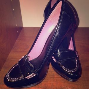 Black and Pink Patten Leather Hells