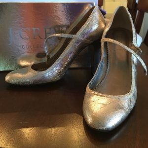 Jcrew silver leather heels