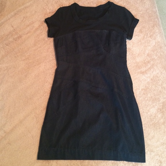 Knee Length Denim-Looking Bandage Dress