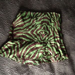 Green and brown zebra print mini skirt