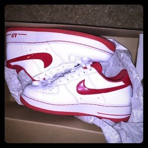 Red and White Air Force Ones.
