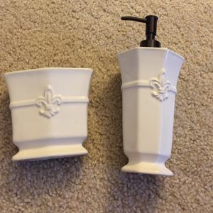 Soap dispenser and toothbrush holder