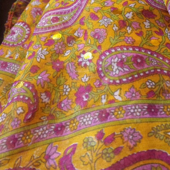 Yellow/Purple paisley scarf - Picture 2 of 2